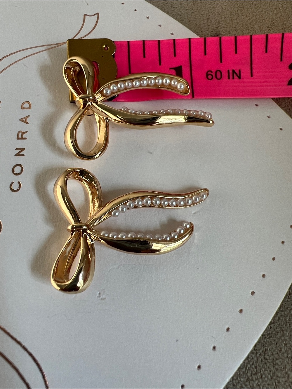 NWT LC Lauren Conrad Gold Bow Earrings with Crystal Accents 🎀 - Picture 5 of 5